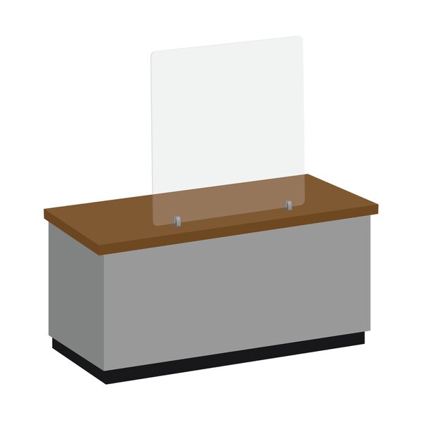 Clear Acrylic PPE Panel with Aluminum Desk Partition Clamps | Silver Finish Aluminum