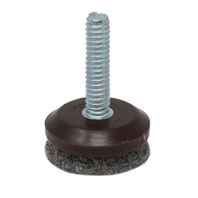 1/4-20 x 1in Long Stem | 1in Dia Brown PE Base with Gray Felt Bottom Leveler