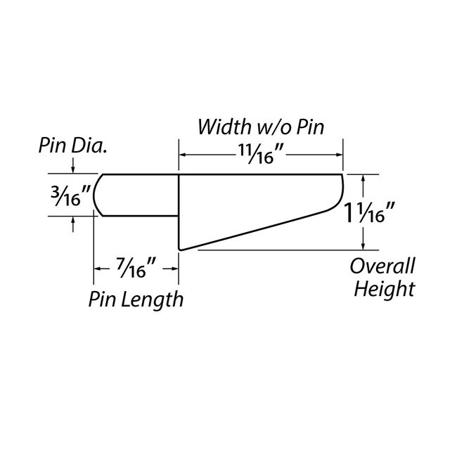 11/16in W x 1-11/16in Long | Nickel Plated | Non-Skid Glass Shelf Support with 5mm Pin | SH-450 Series