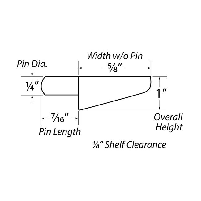 Spoon Shelf Rest With 1/4in Pin 5/8in Wide x 1in Long ALU847WH364