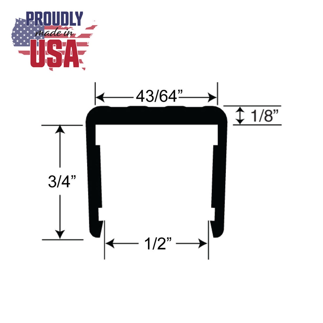 1/2in | Aluminum No Bow Shelf U Channel Moulding