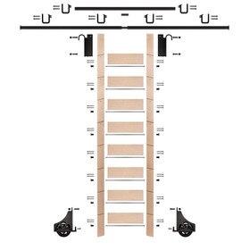 107in H | Maple Clear Pre Finished Rolling Ladder With With Hardware Kit | Black Hardware | 12ft Track