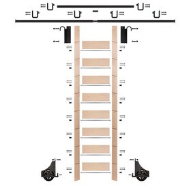 107in H | Unfinished Maple Rolling Ladder Hardware Kit | Black Hardware | 12ft Track