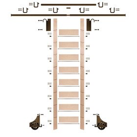 107in H | Maple Clear Pre Finished Rolling Ladder With Hardware Kit | Bronze Hardware | 12ft Track