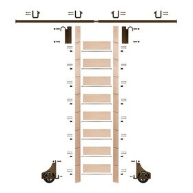 107in H | Maple Clear Pre Finished Rolling Ladder With Hardware Kit | Bronze Hardware | 8ft Track