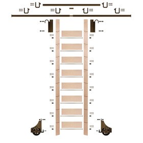 107in H | Unfinished Maple Rolling Ladder Hardware Kit | Bronze Hardware | 12ft Track