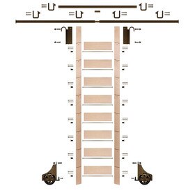 107in H | Unfinished Maple Rolling Ladder With Hardware Kit | Bronze Hardware | 12ft Track