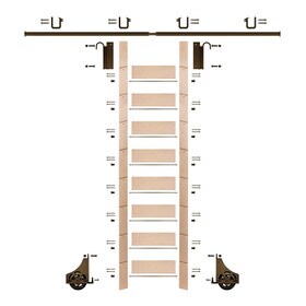 107in H | Unfinished Maple Rolling Ladder Hardware Kit | Bronze Hardware | 8ft Track