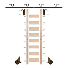 107in H | Unfinished Maple Rolling Ladder Hardware Kit | Bronze Hardware | 8ft Track