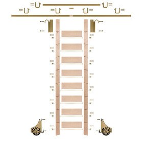 107in H | Maple Clear Pre Finished Rolling Ladder With Hardware Kit | Polished Brass Hardware | 12ft Track