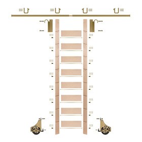 107in H | Finished Maple Rolling Ladder Hardware Kit | Polished Brass Hardware | 8ft Track