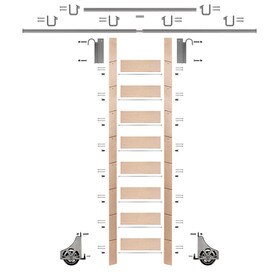 107in H | Maple Clear Pre Finished Rolling Ladder With Hardware Kit | Satin Nickel Hardware | 12ft Track