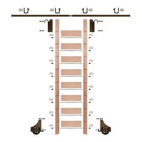 107in H | Red Oak Clear Pre Finished Rolling Ladder With Hardware Kit | Bronze Hardware | 8ft Track