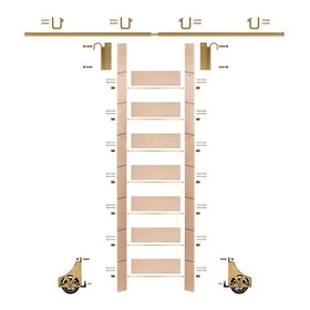 92in H | Maple Clear Pre Finished Rolling Ladder With Hardware Kit | Polished Brass Hardware | 8ft Track