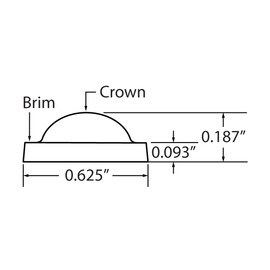 .187in H x .625in W | Black | Round Top Hat 3M Bumpon