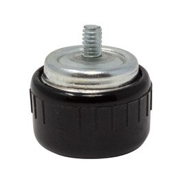 3/8in Long Stem | 1-1/2in Dia Nickel Plated Shell with Black Base | Table Leveler