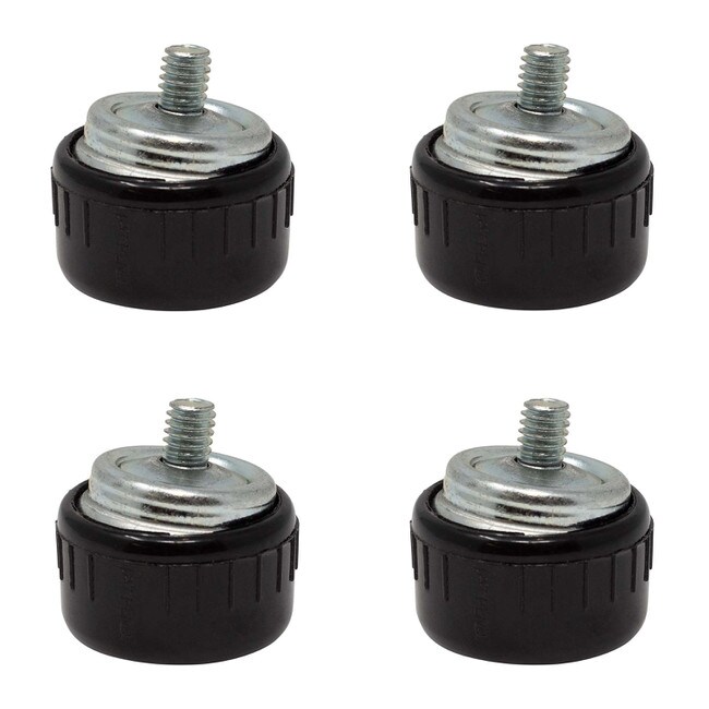 3/8in Long Stem | 1-1/2in Dia Nickel Plated Shell with Black Base | Table Leveler