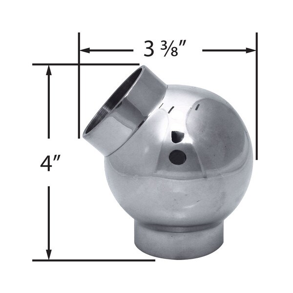 1-1/2in Dia x 4in H | Satin Stainless Steel Finish | 135 Degree | Ball Fitting