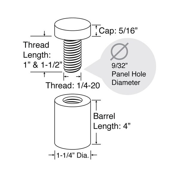 1-1/4in Dia x 4in Barrel Length | Premium Steel X Series Secure Fasten Standoff