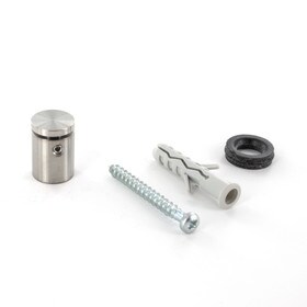 1/2in Dia x 1/2in Barrel Length | Brushed Stainless Finish | Euro Mini Series | Tamper Proof Standoff