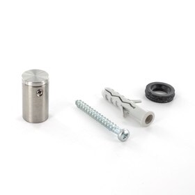 1/2in Dia x 3/4in Barrel Length | Brushed Stainless Finish | Euro Mini Series | Tamper Proof Standoff