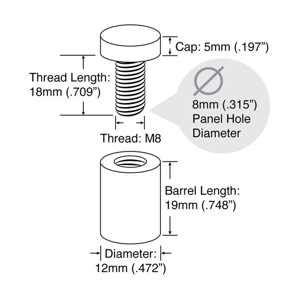 1/2in Dia x 3/4in Barrel Length | Eco Series Easy Fasten Standoff