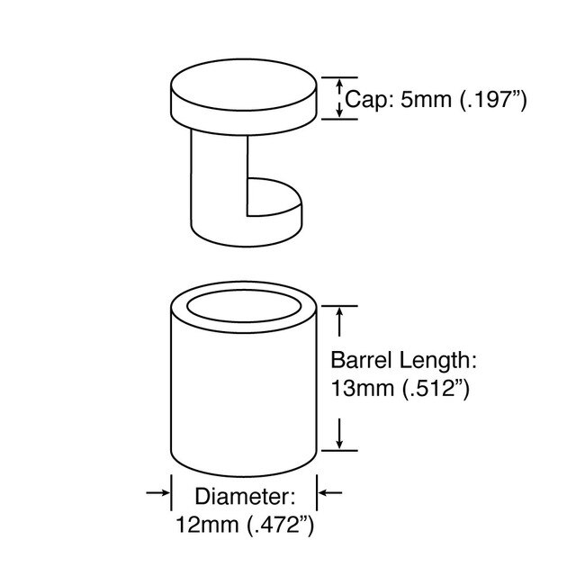 Edge Grip Standoff 1/2in Diameter x 1/2in Barrel Length STDEED1313