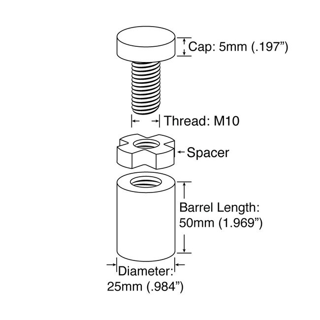 Edge Grip Standoff 1in Diameter x 2in Barrel Length STDESP3264BSS STDESP3264