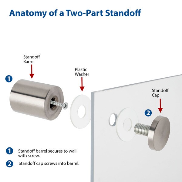 1-1/4in Sq x 3/4in Barrel Length | Euro Square Easy Fasten Standoff