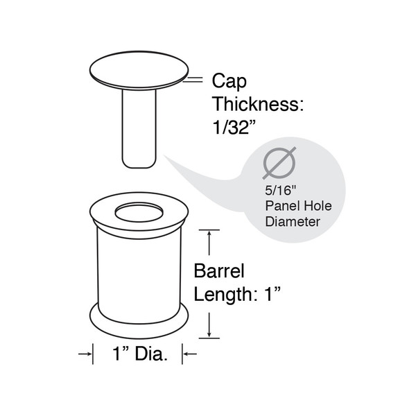 1in Dia x 1in Barrel Length | Low Profile Series | Tamper Proof Standoff