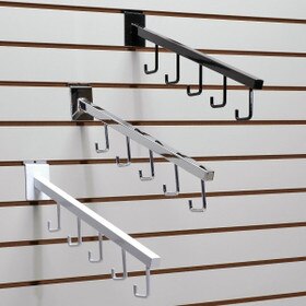 3/4in Sq | Tubular Downslant with 5 Hooks For Slatwall