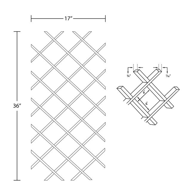 17in W x 36in H | North American Hardwood Wine Rack Lattice