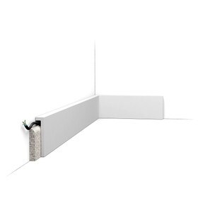 Orac Decor | High Impact Polystyrene Baseboard Moulding | Primed White | 3-7/8in H x 7/8in Proj