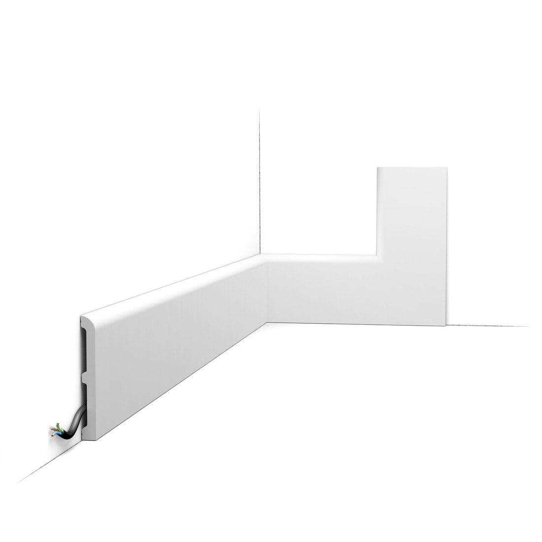 Orac Decor | Duropolymer Polystyrene Baseboard Moulding | Primed White | 4-3/8in H x 1/2in Proj