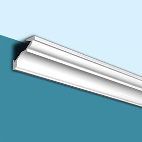Trim Fast | White High Impact Polymer | Baseboard Moulding with Adhesive Back | 3-1/8in High x 3-1/8in Proj x 96in Long