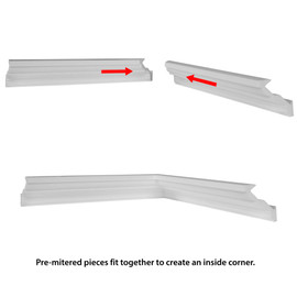 Trim Fast | White High Impact Polymer | Inside Baseboard Corner with Adhesive Back for TFM-183-A
