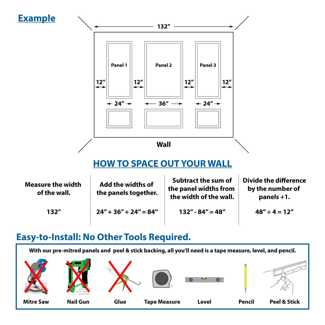 White Pre-Mitered Wall Box Panel Frame With Adhesive 1-5/8" Wide X 5/8" Projection