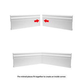 Trim Fast | White High Impact Polymer | Inside Baseboard Corner with Adhesive Back for TFM-4475-A