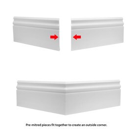 Trim Fast | White High Impact Polymer | Outside Baseboard Corner with Adhesive Back for TFM-4475-A