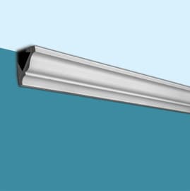 Trim Fast | White High Impact Polymer | Crown Moulding with Adhesive Back | 3-1/2in Face x 2in Proj