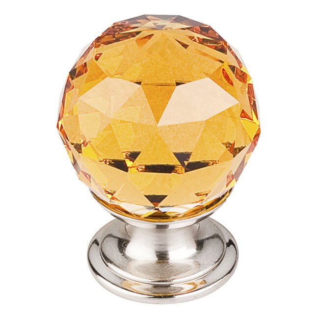 Amber Crystal Knob Brushed Satin Nickel Base
