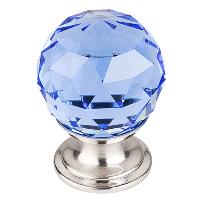Blue Crystal Knob Brushed Satin Nickel Base