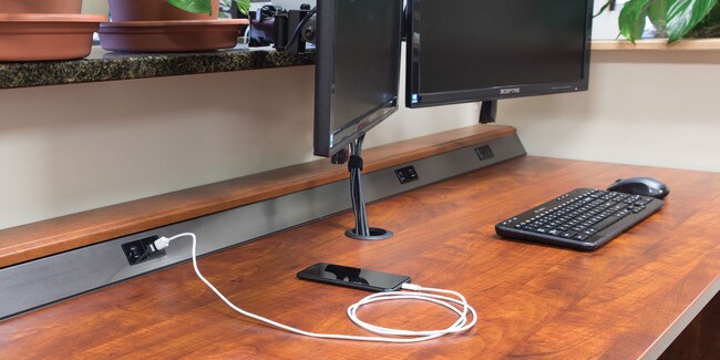 12in Long | Tamper-Resistant Angled Power Strip | With USB Option and 1 Outlet