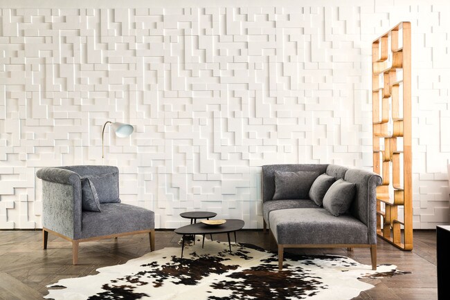Orac Decor | High Density Polyurethane | 3D Wall Covering | Cubi Style 2 Wall Element | Primed White | 13-1/8in H x 13-1/8in W