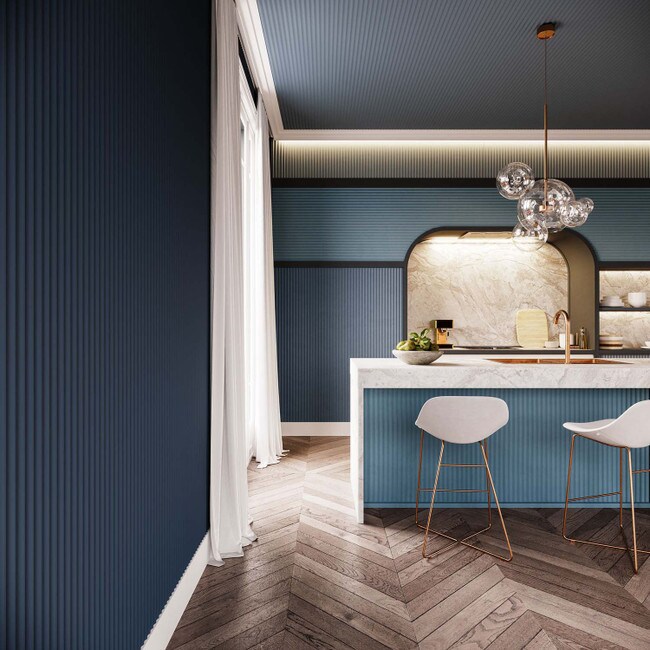 Orac Decor | High Density Polyurethane | 3D Wall Covering | Modern Valley Wall Element | Primed White | 9-7/8in H