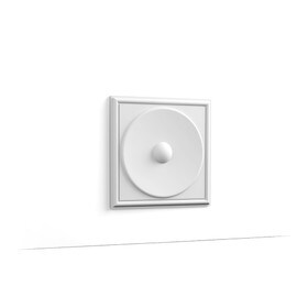 Orac Decor | High Density Polyurethane | 3D Wall Covering | Circle Insert Wall Element | Primed White | 13-1/8in H x 13-1/8in W