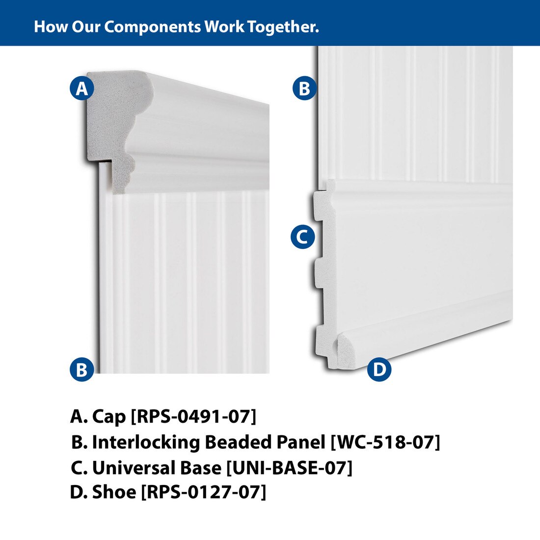 1-3/4in H x 1in Proj | High Impact Polystyrene | Cap and Backband Moulding