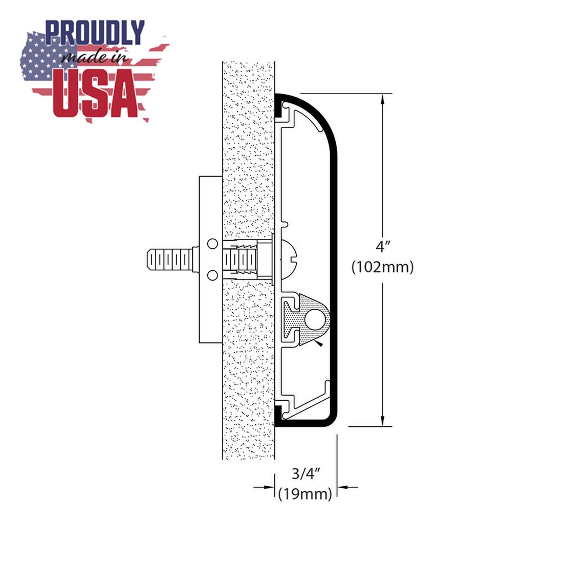 4in W | Textured Vinyl with Aluminum Retainer | Wall Guard