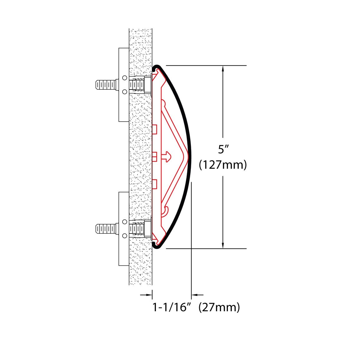5in W | Textured Vinyl with Aluminum Retainer | Red-E Clip Design Wall Guard