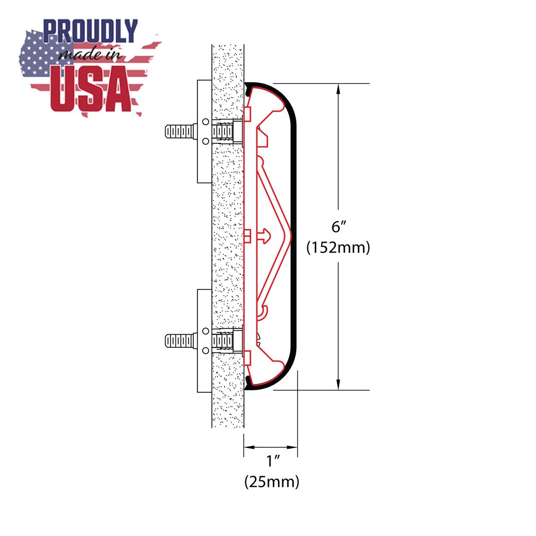 6in W | Textured Vinyl with Aluminum Retainer | Red-E Clip Design Wall Guard